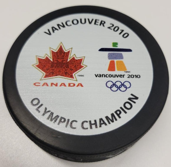 2010 Team Canada IIHF Olympic Hockey Champion Souvenir Puck - Gold Medal Winners