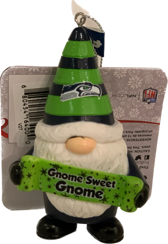 Seattle Seahawks Gnome Sweet Gnome Ornament NFL Football by Forever Collectibles