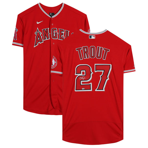 Mike Trout Los Angeles Angels Autographed Red Nike Authentic MLB Baseball Jersey