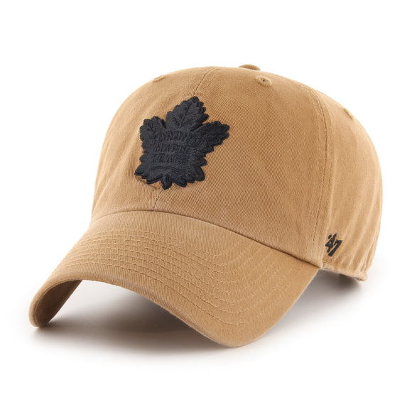 Men's Toronto Maple Leafs Dune Black Logo Clean up Adjustable Hat Cap One Size Fits Most