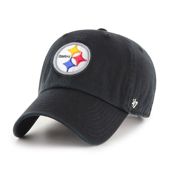 Men's Pittsburgh Steelers '47 Clean Up Black Hat Cap NFL Football Adjustable Strap