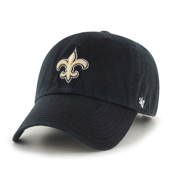 Men's New Orleans Saints '47 Clean Up Black Hat Cap NFL Football Adjustable Strap