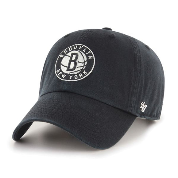 Men's Brooklyn Nets '47 Clean Up Black Hat Cap NBA Basketball Adjustable Strap