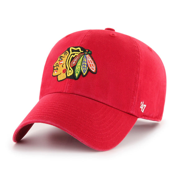 Men's Chicago Blackhawks ALT Colour 47 Brand Clean Up Adjustable Buckle Cap Hat