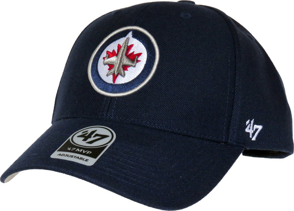 Winnipeg Jets '47 NHL MVP Structured Adjustable Strap One Size Fits Most Navy Hat Cap - Bleacher Bum Collectibles, Toronto Blue Jays, NHL , MLB, Toronto Maple Leafs, Hat, Cap, Jersey, Hoodie, T Shirt, NFL, NBA, Toronto Raptors