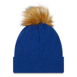 Women's Toronto Blue Jays New Era Royal Snowy Cuffed Knit Hat with Pom